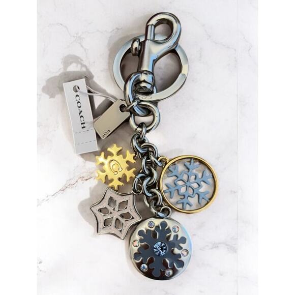 NWT Coach C7100 Snowflake Cluster Bag Charm/Key Ring - Picture 3 of 3